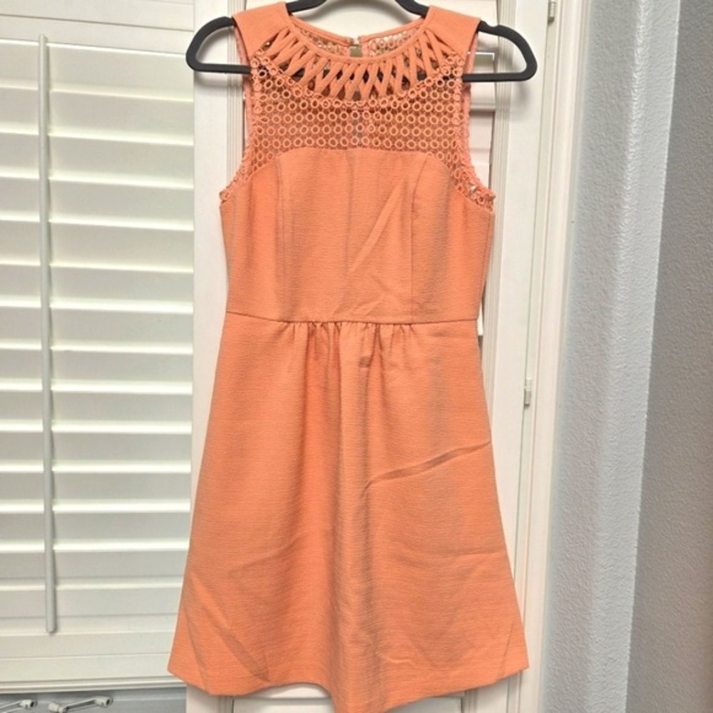 Esley Peach Lace-Trimmed‎ Dress Womens S Spring Sleeveless Youthful